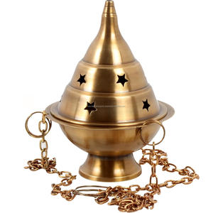 Encensoir suspendu en laiton pour charbon et résine, porte-encens en laiton antique avec chaîne, 4 pouces de haut - Product Image 4