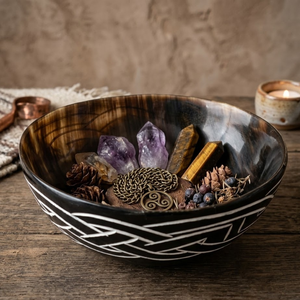 Tazón para Servir Hecho a Mano con Cuerno Natural Ecológico |   Plato con Diseño Artístico Quemado |   Vajilla de Cocina Ligera y Duradera, Libre de BPA - Product Image 2