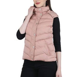 Gilet matelassé léger pour femme, grande taille, avec fermeture éclair et bouton, col montant, 90% duvet de canard rose de qualité supérieure - Product Image 5