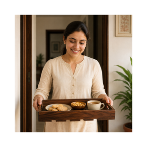 Premium Natural Wood Serving <b>Tray</b>| Handmade Rectangular Wooden <b>Breakfast</b> <b>Tray</b> for Coffee Tea Snacks Dining Table Home Decor Gift - Product Image 2