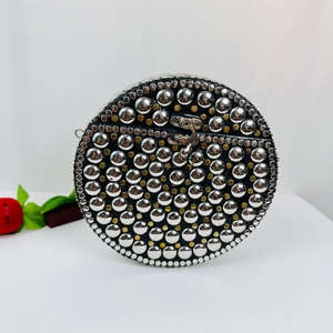 Bolso de mano de piedra de mosaico de plata pulido moderno hecho a mano, bolso de noche para mujer, escultura de Metal indio, mosaico de plata hecho a mano - Product Image 5