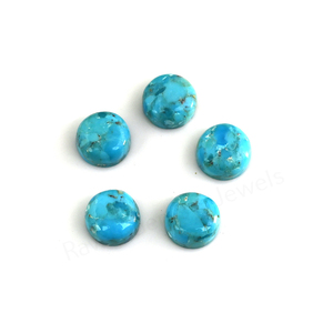 Cabochon de pierre précieuse turquoise d'Arizona de 12 mm, forme ronde, dos plat, poli miroir, lisse, pour la fabrication de bijoux et pendentifs - Meilleures ventes - Product Image 4
