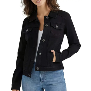 Cheap Price Comfortable Light Weight Women's Denim Racer <b>Jacket</b> with <b>Sheep</b> <b>Skin</b> Trim Breathable & Finished Street Wear - Product Image 1