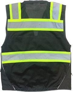 Reflective Safety Vest High Quality Low MOQ 100% Polyester Knitted and Mesh Comfortable Safety Vest Workwear <b>Black</b> Safety Vest - Product Image 2