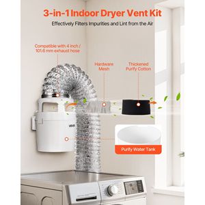 Kit di Ventilazione per Asciugatrice da Interno 3-in-1 di Qualità Premium, Tubo di Scarico Estensibile da 4 Pollici e 5 Piedi con Secchio per Asciugatrice Elettrica - Product Image 2