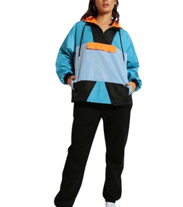 Best Quality Casual Fashion Nylon Plus Size Pullover Color Block Breathable Windbreaker <b>Jacket</b> <b>Women's</b> - Product Image 3