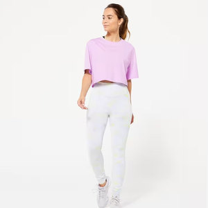 Top Corto Deportivo para Mujer, Cuello Redondo, 100% Algodón, Transpirable, Casual, para Todas las Temporadas, Ajuste Holgado, Manga Corta, Ideal para Running y Fitness - Product Image 2