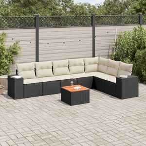 Conjunto de Sofás de Jardín en Blanco Crema y Negro - Product Image 1