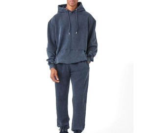 Men's Solid Casual Hoodies & Sweat Suit 100% Polyester Fleece Tracksuits Custom Printed Jogging Hoodie Sets - Product Image 1