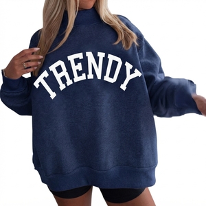 Ensemble sweat-shirt à col roulé oversize pour femme, couleur unie, imprimé, épaules tombantes, tricoté en coton, short, vêtements d'hiver et d'automne, respirant - Product Image 5