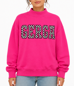 Sudadera Casual de Manga Larga para Mujer, Estilo Oversize con Cuello Alto Simulado, Diseño de Parches con Letras y Contraste de Puntos, Personalizada OEM - Product Image 4