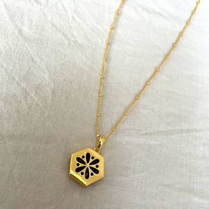 Lapis Lazuli Hexagon Charm Pendant Sterling Silver Necklace Gold Plated Blue Stone Women's Classic Top Grade Jewelry Handmade - Product Image 6