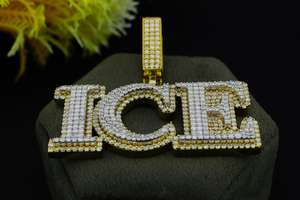 Pendentif Lettre Initiale VVS Moissanite en Argent Sterling 925, Bijou Hip Hop de Luxe Personnalisé, Pendentif Initiale Bicolore Sertie de Pierres - Product Image 3