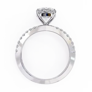 1.5ct Pear Cut Lab Grown Diamond Engagement <b>Ring</b> 18K Solid Gold IGI Certified X <b>Split</b> Double Shank Pave VVS E-F <b>Ring</b> - Product Image 4