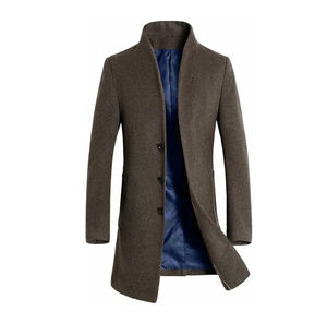 เสื้อโค้ทยาวผู้ชาย ARTISAN IMPEX ทำจากใยไผ่ คอจีน ติดกระดุมแถวเดียว สีเทาล้วน แต่งขอบขนมัสครัต สำหรับฤดูหนาว รุ่นมาตรฐาน สวมใส่สบาย - Product Image 5