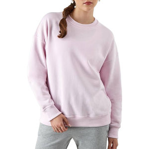 Sudadera de Cuello Redondo Rosa Claro para Mujer, Corte Regular, Color Sólido, Tejido de Algodón, Informal, Manga Larga, para Otoño - Product Image 1
