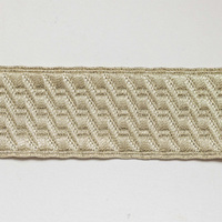 Ruban de dentelle brodé vintage en jacquard argenté, galon tressé de 45 mm, fait main traditionnel de haute qualité pour les cérémonies