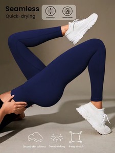 Women's <b>Summer</b> Knitted Acid Wash Ribbed Waist Activewear <b>Leggings</b> | High Elasticity Lightweight Breathable Training Sportswear - Product Image 3