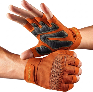 REXFIT Half Finger Gym Fitness Gloves Mesh Breathable Adjustable Wrist <b>Strap</b> Weight Lifting Unisex Blue Breathable Fitness - Product Image 3
