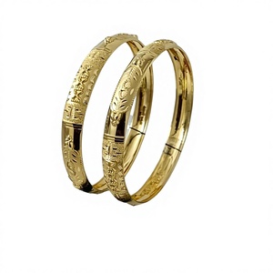 22K <b>Solid</b> <b>Gold</b> <b>Bangle</b> Set for Women Traditional Indian <b>Gold</b> Kada Pair Elegant Handcrafted Yellow <b>Gold</b> Bracelets - Product Image 1
