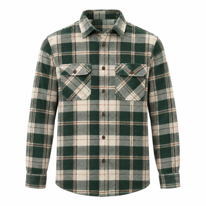 Fabricant de chemises en flanelle pour hommes, chemises en coton à manches longues, à carreaux, boutonnées, décontractées, vente en gros, usine, marque privée - Product Image 2