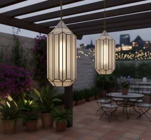 Handmade Moroccan Oriental Eco-friendly Modern Pendant Light Fixture Iron Multi Color Embossed Glass Hanging <b>Lantern</b> Christmas - Product Image 2