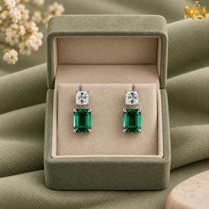 ต่างหูเพชรทรงหยดน้ำมรกตเจียระไนแบบ Asscher ดีไซน์โดดเด่น |   เครื่องประดับทองคำแท้ 9K 14K 18K - Product Image 4