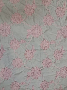 Tissu Popeline Rose Pâle Premium Brodé Dori – Motif Floral 3D en Cordon pour Vêtements et Décoration Intérieure – Grande Vente - Product Image 1
