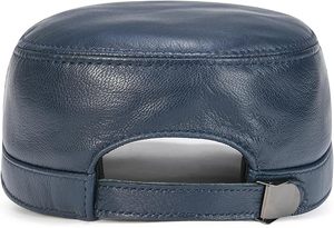 Unisex PU Leather <b>Flat</b> Cap Solid Color Casual Fitted <b>Hat</b> for Adults 56-58CM Multi-Panel Design - Product Image 3