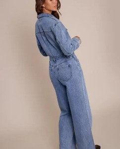 Mono vaquero de pierna ancha para mujer, de moda, de una pieza, atuendo de moda, fabricante mayorista, mono, playsuit, overol, pantalón - Product Image 2