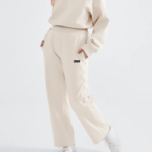 Custom Wholesale Baggy Fleece Wide Leg Oversized Track Pants Blank <b>Jogger</b> Pants for Women <b>Stacked</b> Women Sweatpants - Product Image 1