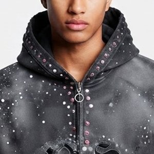 ODM Vente en gros Sweat à capuche pour homme entièrement zippé avec lettres en cristal, Fournisseur de mode urbaine 2026 - Product Image 3