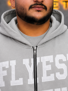 Sudadera con capucha personalizada para hombre con cremallera y parche bordado, de algodón oversize, estilo FRENCH TERRY, informal, para otoño - Product Image 5