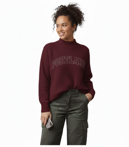 Heavyweight 360g CVC Fleece High Neck <b>Mock</b> Neck Needle Detected Quality Control Knitted Pullover Mockneck For Women - Product Image 1