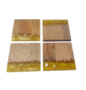 Tresures artisanales sous-verres en résine en bois uniques tampons de tapis d'ardoise élégants ensemble à bas prix pour Table basse cadeau de pendaison de crémaillère pour la maison - Product Image 1