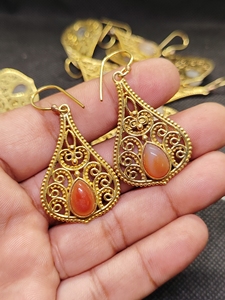 Pendientes de botón geométricos de moda para mujer, chapados en oro, con amatista y apatita, para boda o compromiso, joyería de piedra natural - Product Image 1