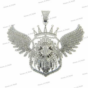 <b>Angel</b> <b>Wings</b> Halo Moissanite Diamond Look Pendant Necklace Sparkling Feather Guardian Charm Luxury Statement <b>Jewelry</b> Gift For Men - Product Image 3