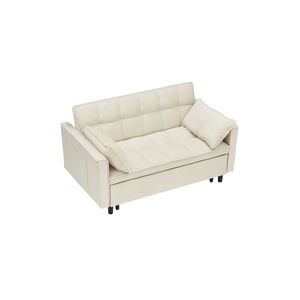 Divano Letto Moderno in Velluto con Funzione Estraibile, Divanetto Casual con Cuscini e Tasche per Arredamento Soggiorno, Set da 3 Pezzi - Product Image 4