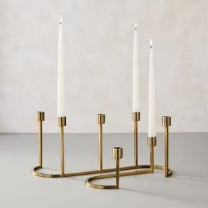 Modern Gold Metal Candle Holder 3 <b>Cup</b> Geometric Design Decorative Table Centerpiece Home Decor Stand - Product Image 5
