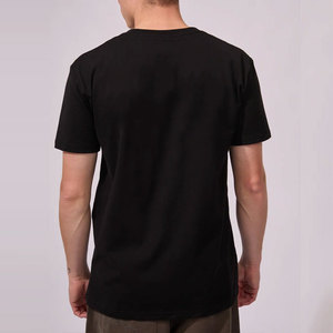 Camiseta tejida transpirable de algodón jersey, corte largo, lisa, anti-bolitas, cuello redondo, estilo vintage para hombre en oferta - Product Image 2