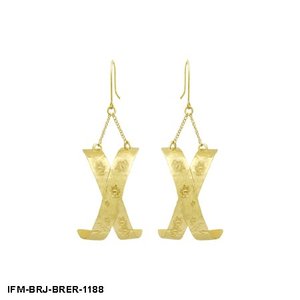 Boucles d'oreilles pendantes texturées en laiton en forme de X, faites à la main, finition dorée, revêtement anti-ternissement, pour un look audacieux en soirée - Product Image 4