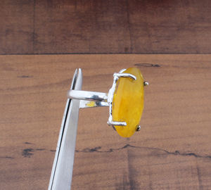 Anillo de Piedra Preciosa Ovalada con Engaste de Jade Amarillo Natural, Plata de Ley 925, Joyería Clásica de Boda para Mujer - Product Image 2