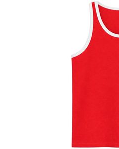 Débardeur Homme Personnalisé Bleu et Blanc à Bordures Contrastantes, Gilet en Coton Sans Manches Couleur Unie, Décontracté pour l'Été, la Gym, l'Entraînement et le Fitness - Product Image 3