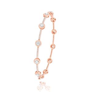 Brazalete de Oro Rosa de 14K con Bisel de Diamantes Redondos - Product Image 2