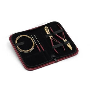 Kit d'outils professionnels pour extensions de cheveux avec aiguille à crochet, pinces, clips, métal doré, usage en salon, kit d'outils durables pour extensions de cheveux - Product Image 1