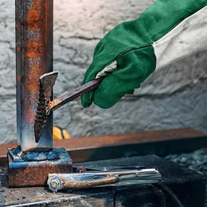 Gants de soudage en cuir de vachette pleine fleur, résistants aux chaleur et aux chocs, ignifuges, résistants à l'abrasion, pour travaux lourds - Product Image 6