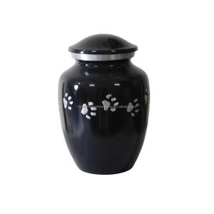 Urnas para mascotas de cremación de aluminio de alta calidad con estampado de pata, urnas funerarias de Metal con acabado de Color dorado y azul cielo para cenizas humanas - Product Image 2