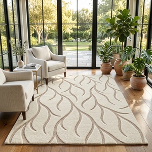 Tapis en laine tufté marocain fait main, à poils coupés et bouclés, abstrait, luxueux, sur mesure, vente en gros d'usine - Product Image 6