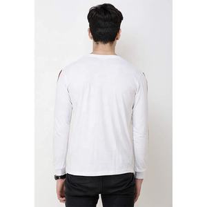 Camiseta OEM personalizada de manga larga de 100% algodón para hombre con estampado de rayas laterales cobertura de manga completa - Product Image 4