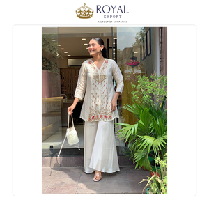 Proveedor Mundial de Ropa Pakistaní, Colección de Vestidos de Boda de Seda Premium con Bordados, Conjunto de Kurti y Pantalón - Product Image 3